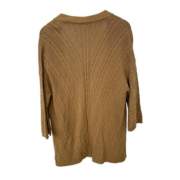 J Jill Open Front Cardigan Sweater Women M 3/4 Sleeve Cable Knit Neutral Comfort - Picture 2 of 7